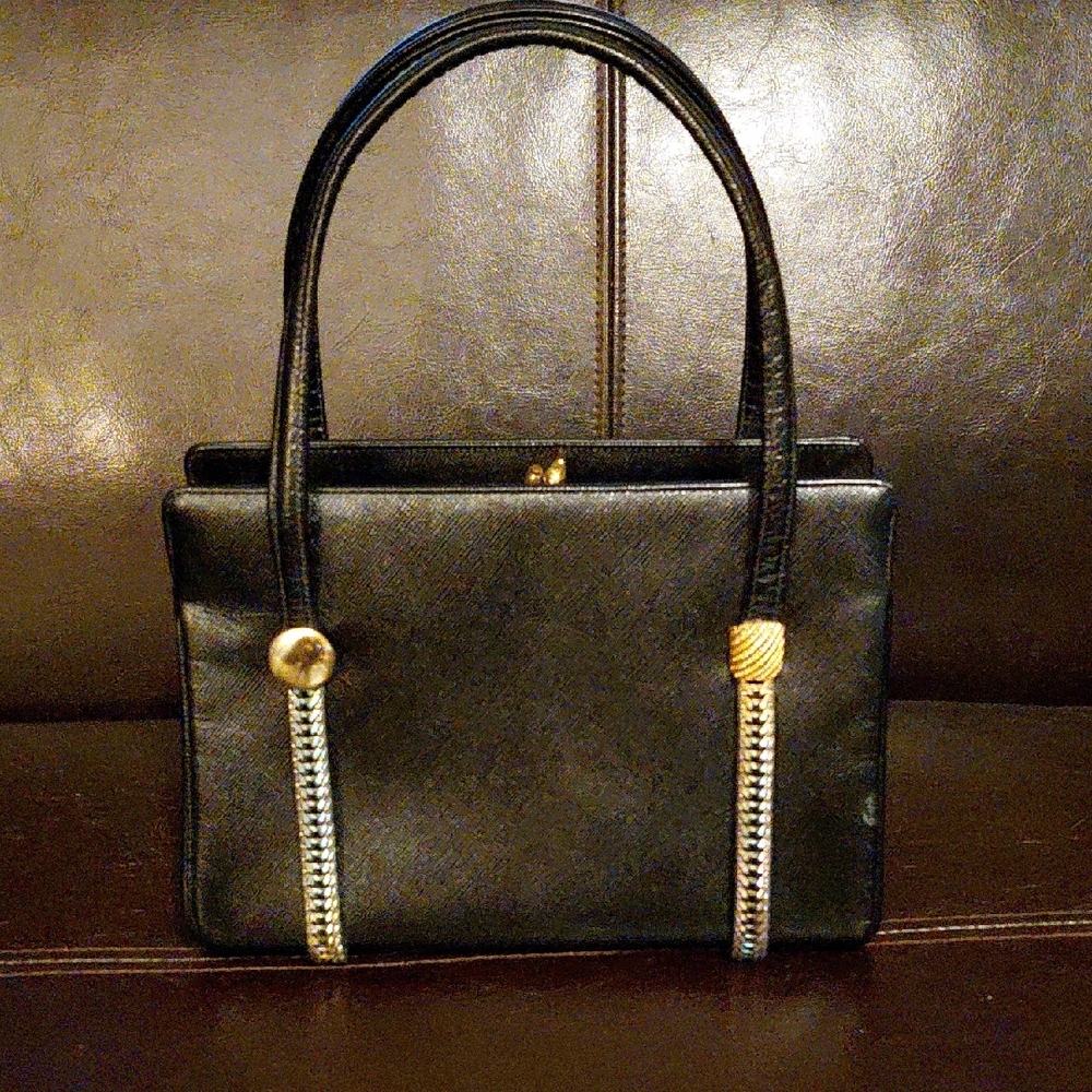 SUMMER SALE Koret Vintage Black and Gold Shoulder Bag